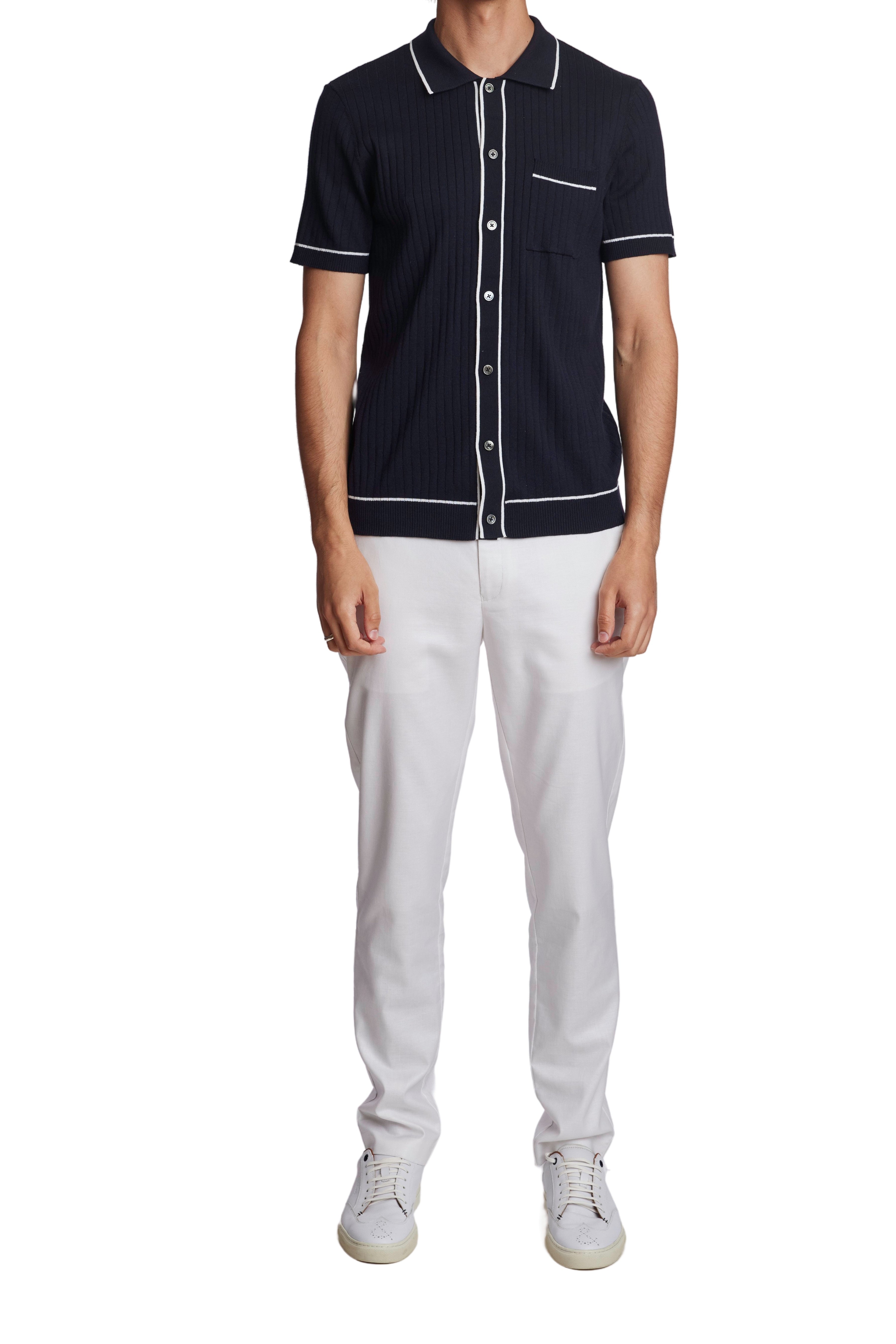 Wholesale,Paisley & Gray, Paisley & Gray Navy with White Contrast Polo Shirt, Blue, Medium-40-TagM