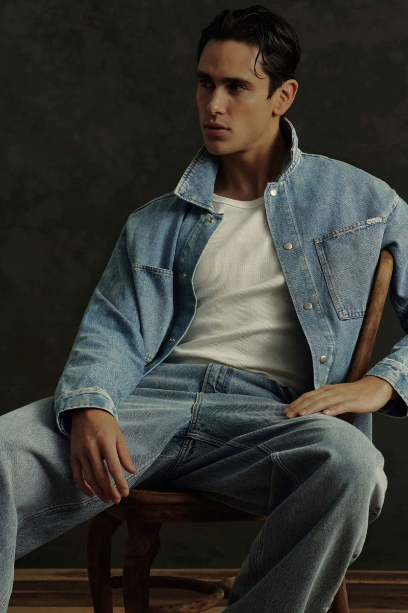 Wholesale,INDUSTRIE AUSTRALIA, INDUSTRIE AUSTRALIA Blue Denim Overshirt, Blue, Small-46-TagSMedium-48-TagMLarge-50-TagL