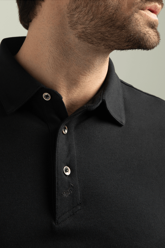 Brand Partner,HyperNatural, HyperNatural Black Premium Bio-performance Dagger Slim Fit Micro-Pique Polo with Hyper-Cool Jade, Black, Extra Large-46-TagXL