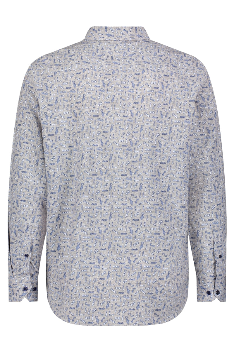 Wholesale,American Heritage, American Heritage Grey Abstract Print Performance Shirt, Grey, Large-48-TagL