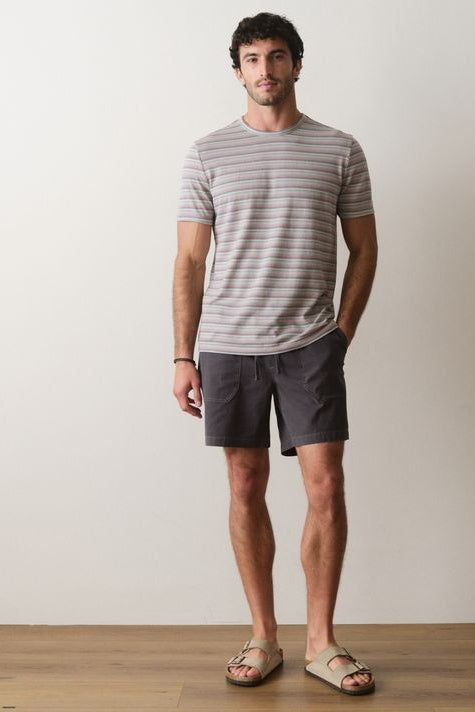 Wholesale,Marine Layer, Marine Layer Pink/Aqua Multi Striped Jacquard Crew Tee, Pink, Extra Large-50-TagXL