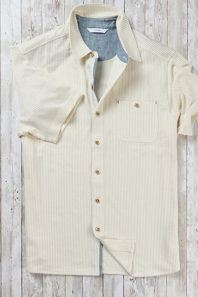 Wholesale,Nicoby Age of Wisdom, Nicoby Age of Wisdom Tan/White Textured Striped Shirt, Tan, Medium-43-TagMLarge-45-TagLExtra Large-47-TagXL