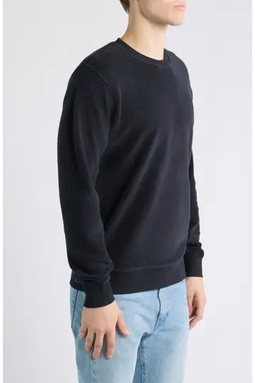 Wholesale,James Campbell, James Campbell Black Fleece Textured Sweatshirt, Black, Medium-44-TagMLarge-46-TagLExtra Large-49-TagXL