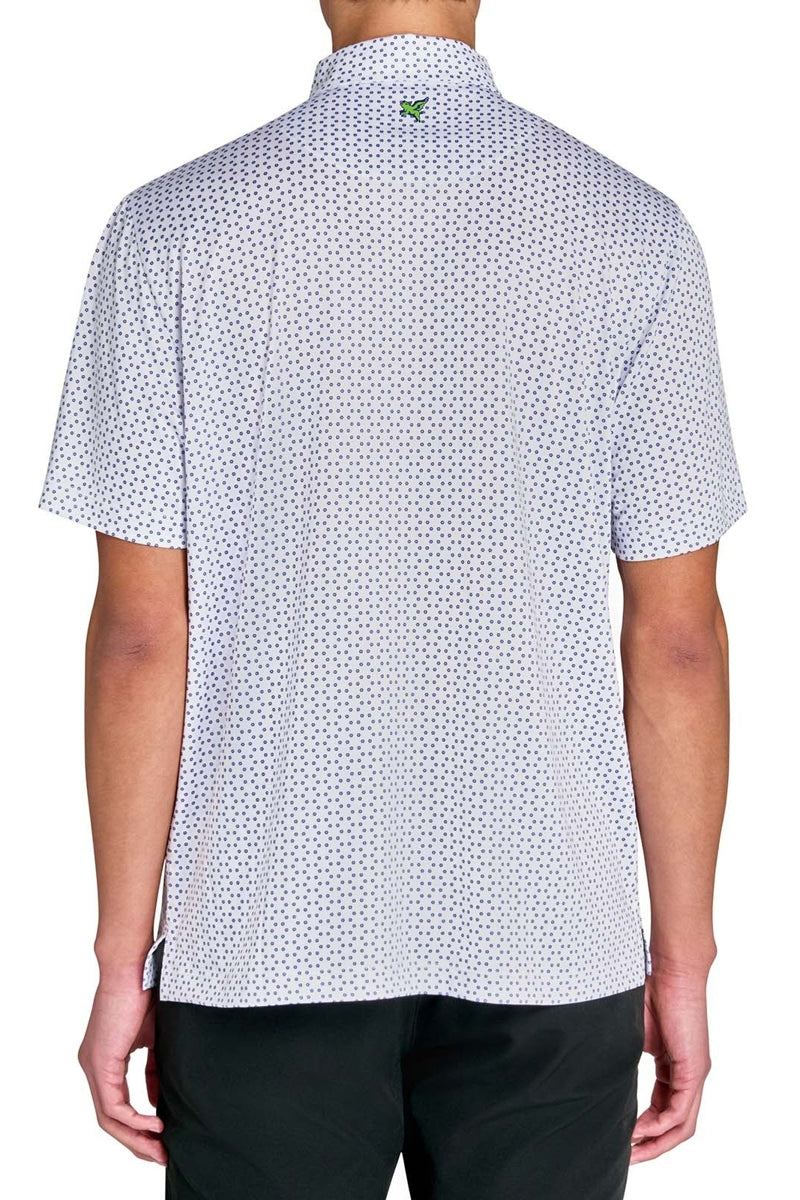 Faire,CON.STRUCT, CON.STRUCT White with Navy Micro Floral Dot Recycled Polo, White, Extra Large-48-TagXL