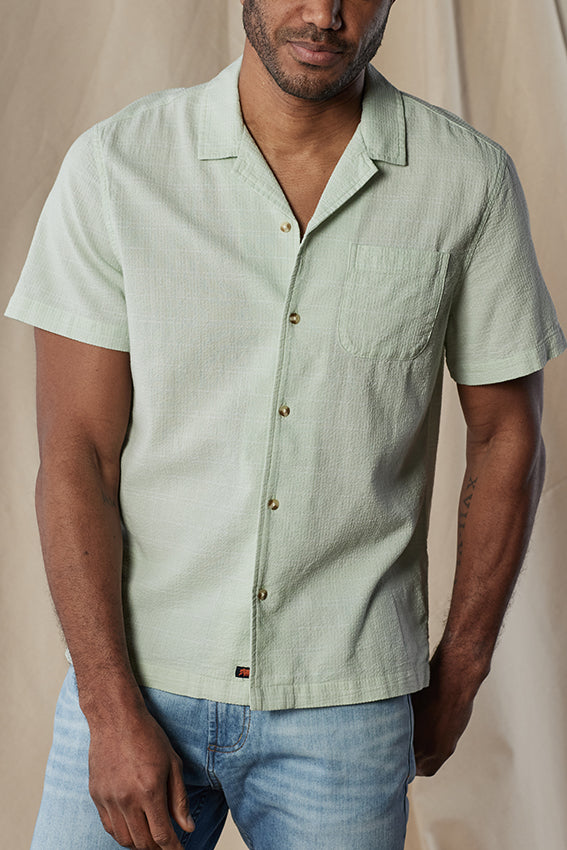 The Normal Brand Pastel Green Stripe Short Sleeve Button Up Shirt