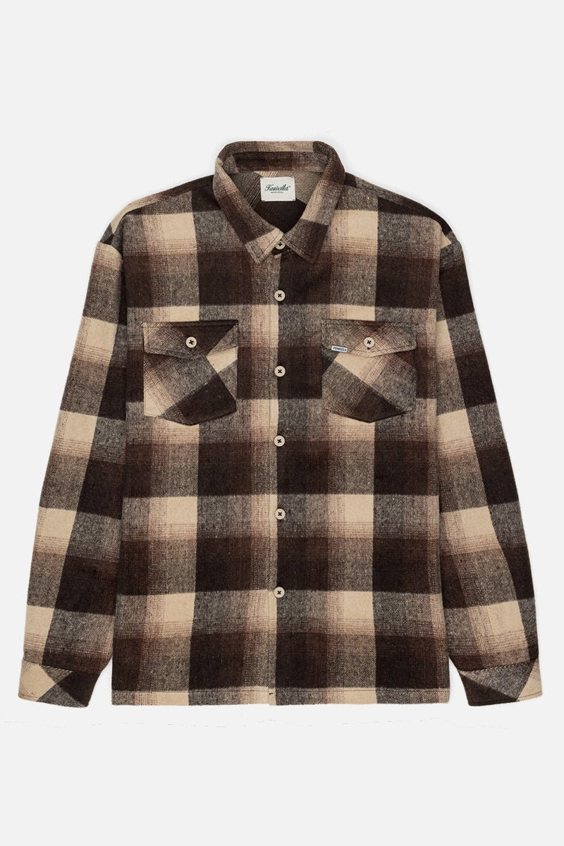 Wholesale,Kuwalla, Kuwalla Brown Plaid Brushed Flannel Shacket, Brown, Large-48-TagL