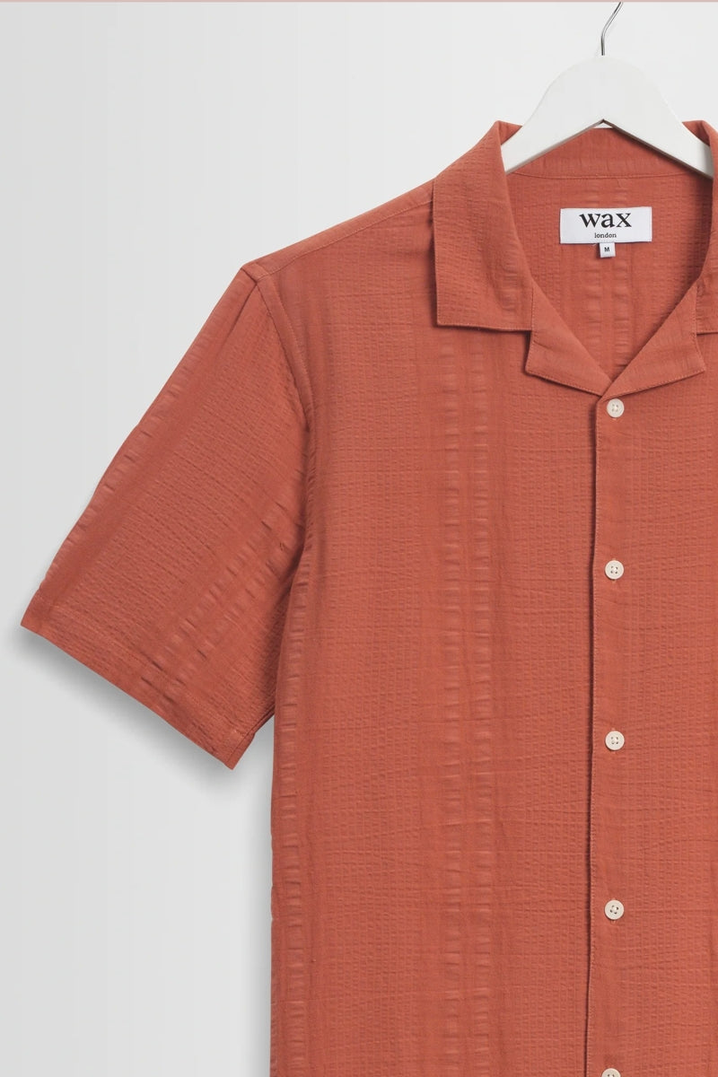 Wholesale,Wax London, Wax London Rust Double-Weave Seersucker Shirt, Orange, Large-47-TagLExtra Large-49-TagXLExtra Extra Large-52-TagXXLMedium-45-TagM