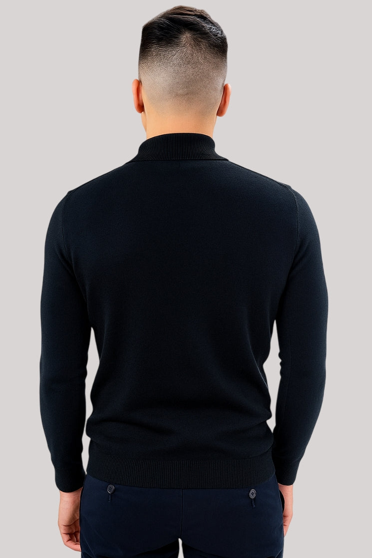 Wholesale,Jakamen, Jakamen Black Mockneck Textured Sweater, Black, Small-38-TagM
