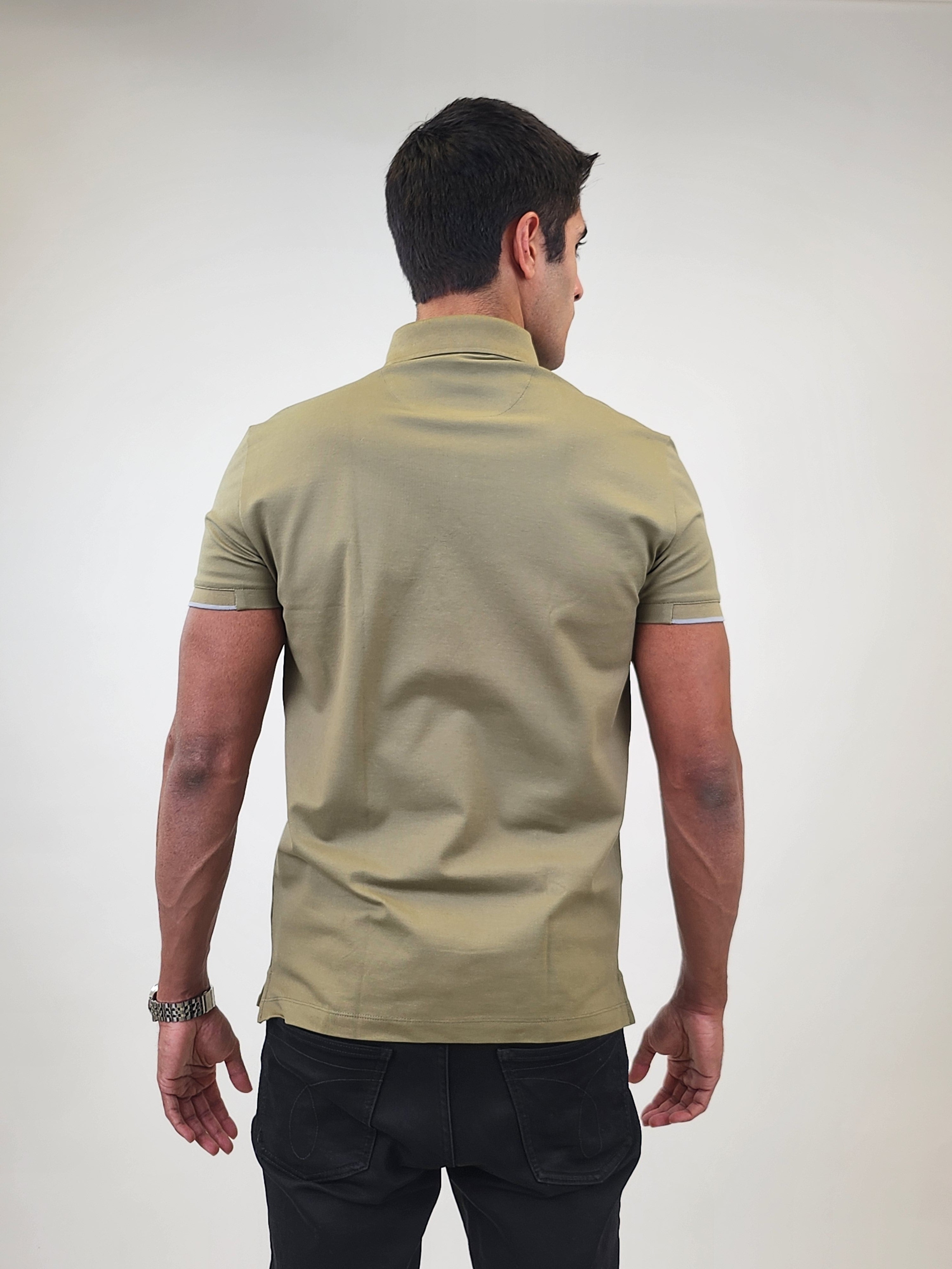 Brand Partner,R2 Amsterdam, R2 Amsterdam Olive Solid Polo, Green, Medium-40-TagM