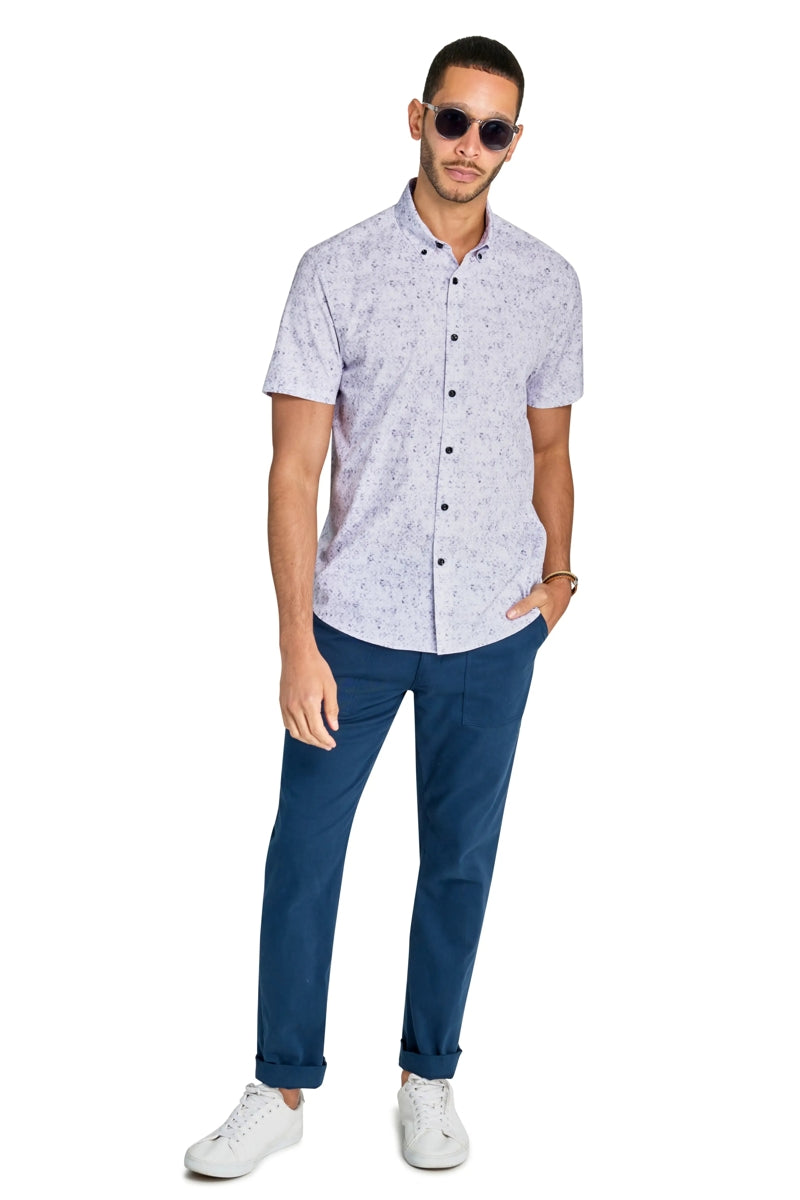 Faire,Brooklyn Brigade, Brooklyn Brigade Grey Blurred Geo 4-way Stretch Recycled Shirt, Grey, Small-40-TagSMedium-43-TagMLarge-46-TagLExtra Large-49-TagXLExtra Extra Large-52-TagXXL