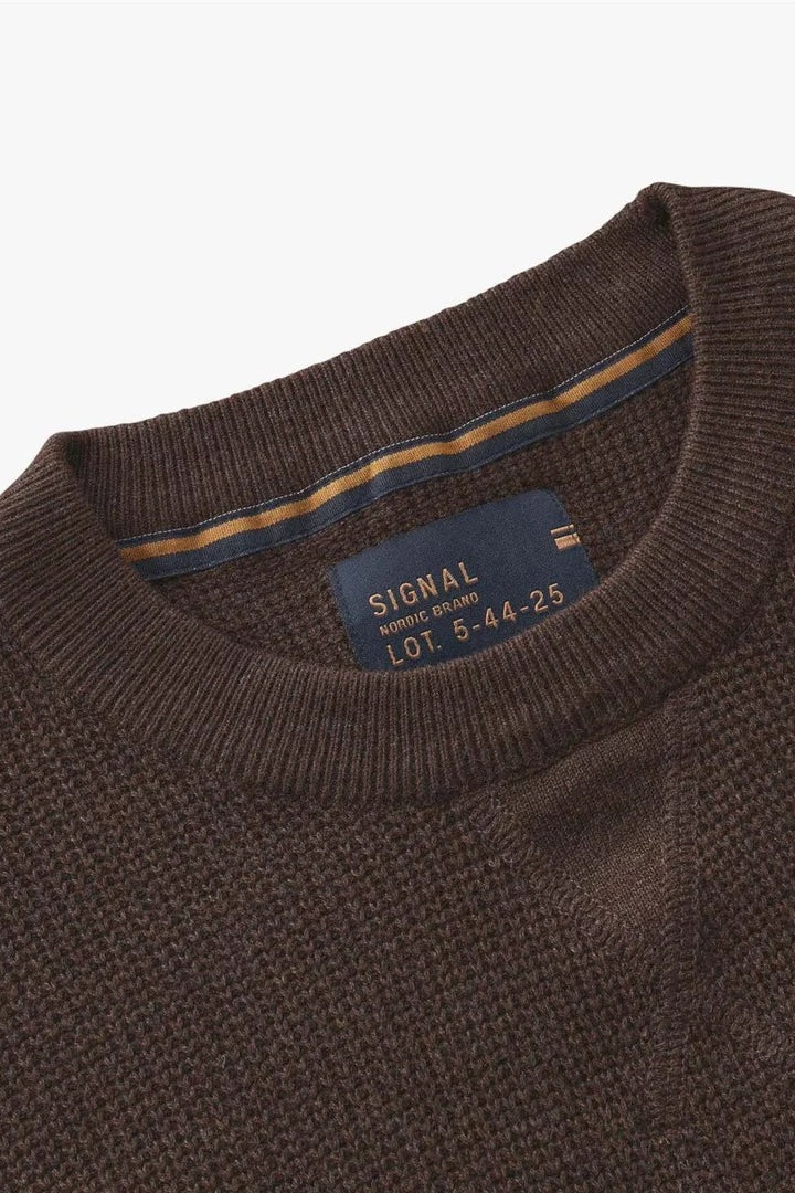 Wholesale,Signal Clothing, Signal Clothing Dark Brown Melange Structure Sweater, Brown, Extra Large-48-TagXL