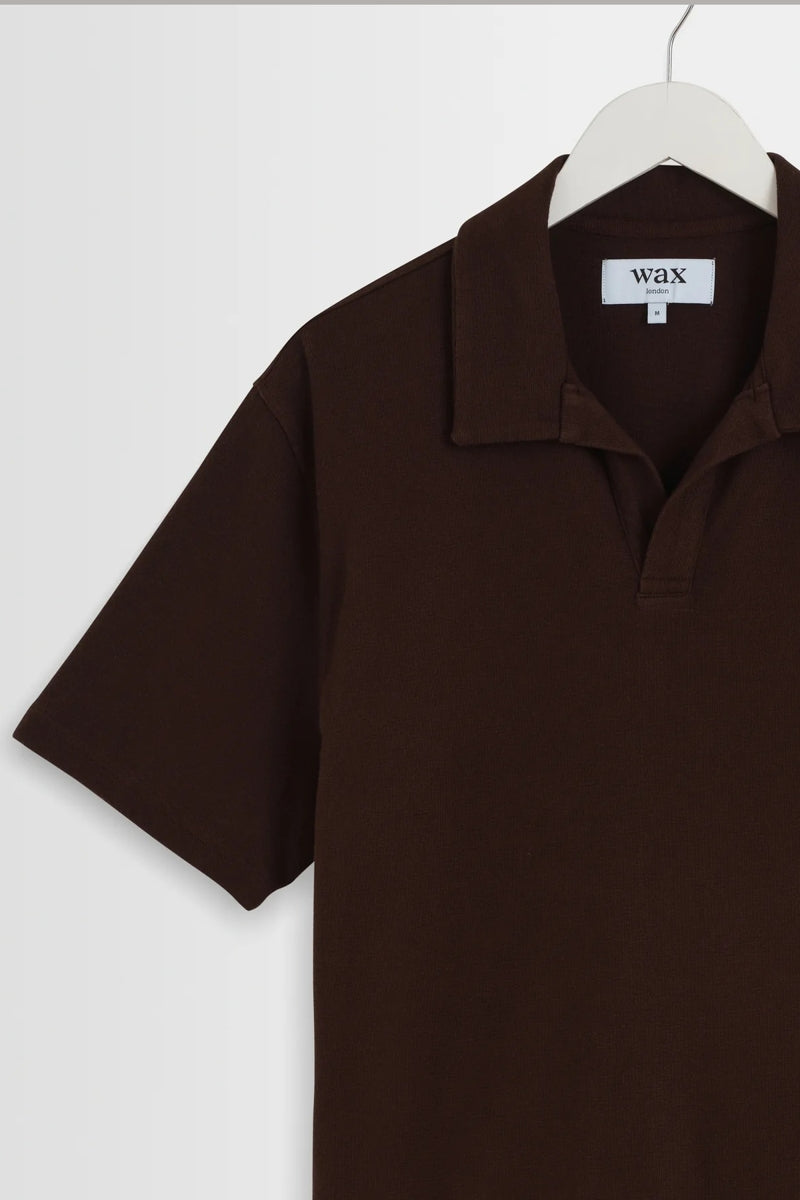 Wholesale,Wax London, Wax London Dark Brown Textured Organic Cotton Polo, Brown, Medium-43-TagMLarge-45-TagLExtra Large-47-TagXL