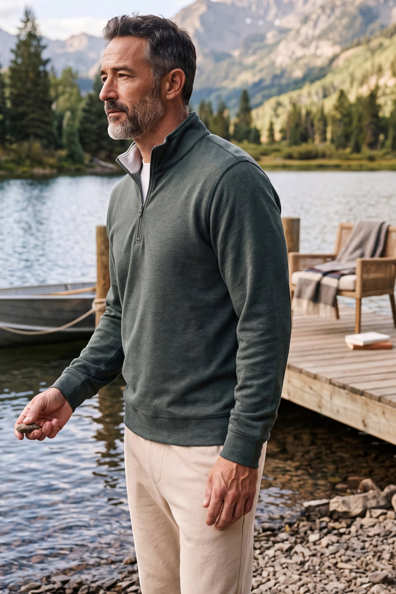 Wholesale,Fundamental Coast, Fundamental Coast Agave Green Soft Qtr Zip, Green, Medium-45-TagMLarge-48-TagLExtra Large-51-TagXL