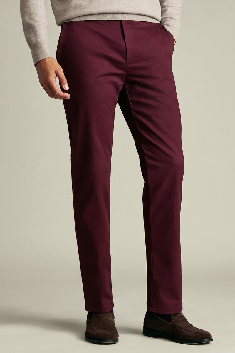 Wholesale,Charles Tyrwhitt, Charles Tyrwhitt Dark Red Slim Fit Chino Pant, Red, 32W-34L-Tag32