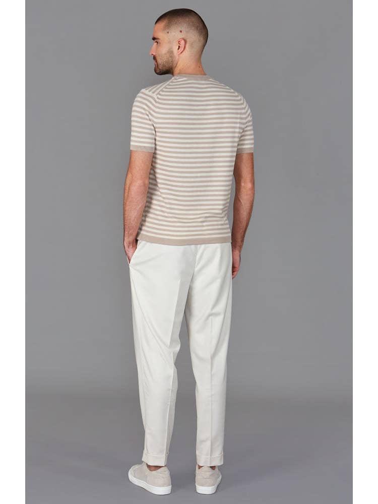 Faire,Paul James, Paul James Tan Knit Cotton Breton Stripe T-Shirt, Tan, Medium-40-TagM