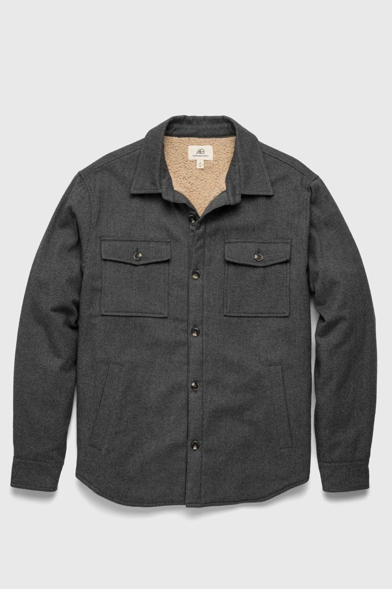 Wholesale,Surfside Supply, Surfside Supply Charcoal Heather Sherpa Lined Shacket, Grey, Extra Large-50-TagXL
