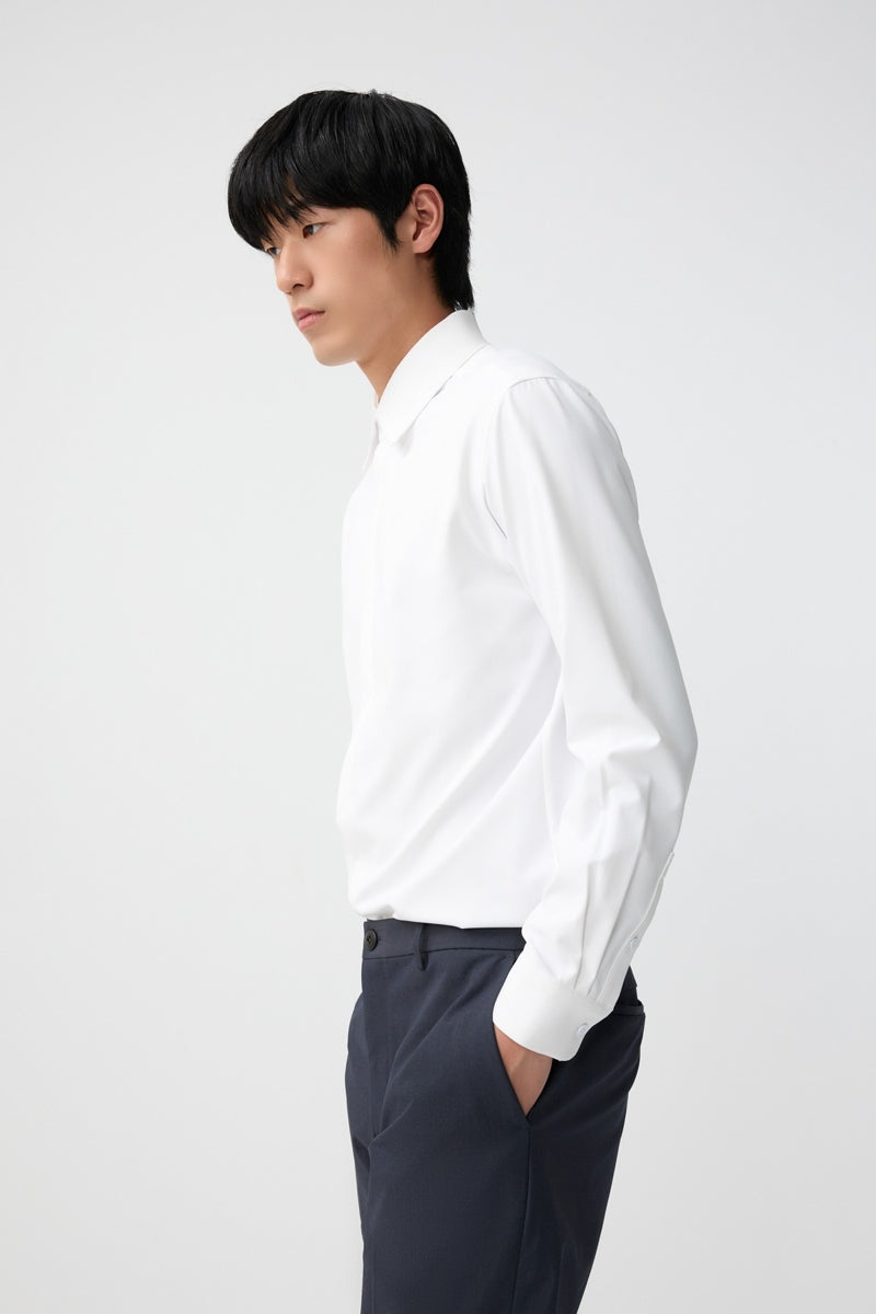 Direct From Brand,FYNE, FYNE White Moisture Absorption Slim Fit Dress Shirt, White, Large-43-TagL