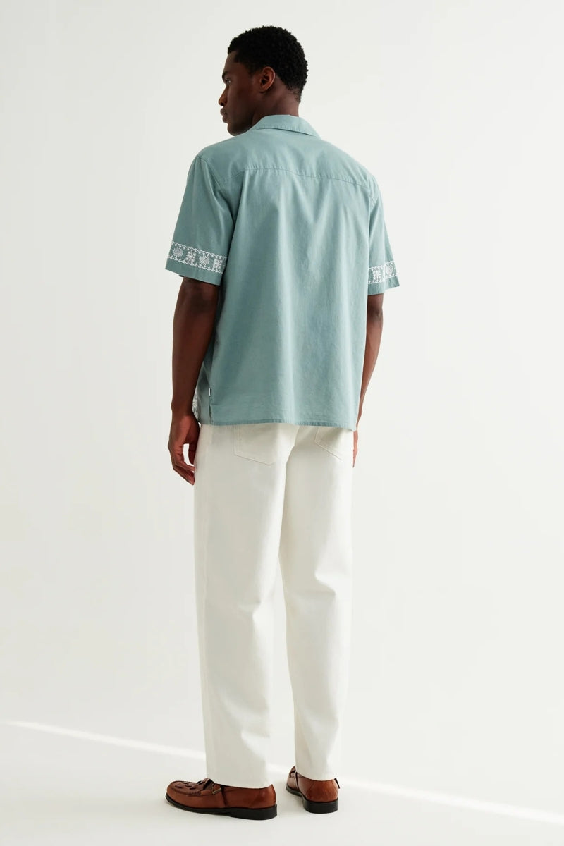 Wholesale,Wax London, Wax London Sea Green/Ecru Embroidered Shirt, Green, Extra Extra Large-51-TagXXL