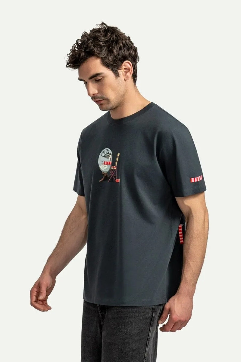 Wholesale,KAFT, KAFT Faded Black Knitting Chair Design Print T-Shirt, Black, Extra Large-48-TagXL