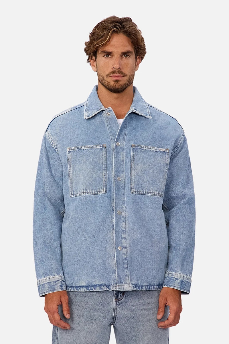 Wholesale,INDUSTRIE AUSTRALIA, INDUSTRIE AUSTRALIA Blue Denim Overshirt, Blue, Small-46-TagSMedium-48-TagMLarge-50-TagL