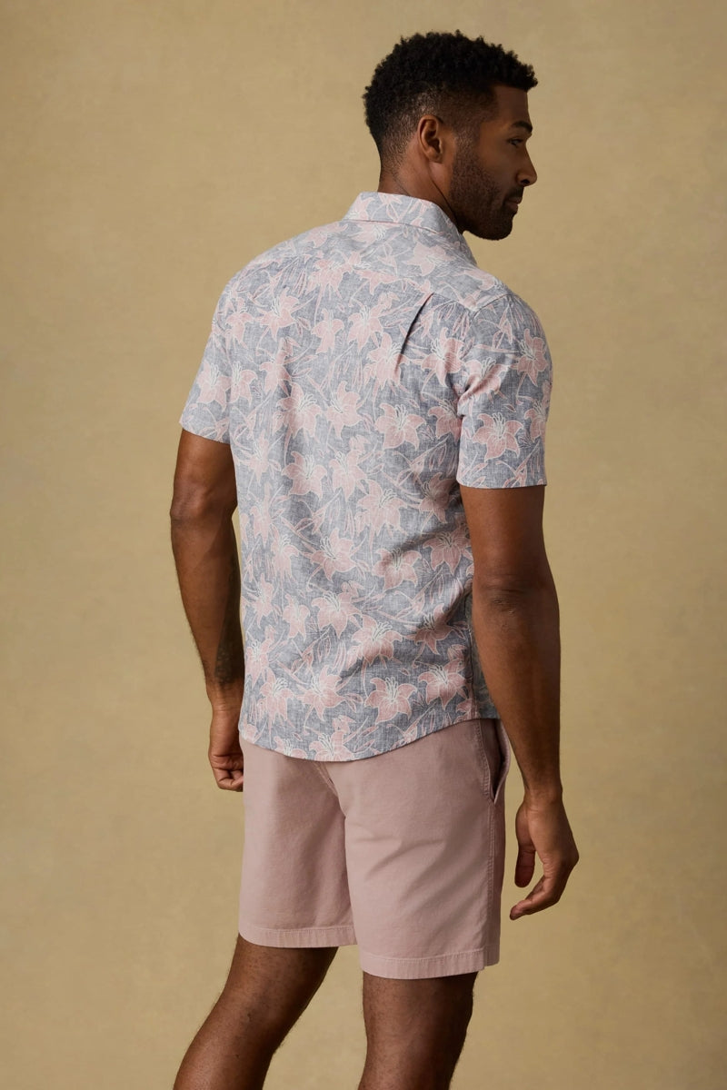 Wholesale,Faherty, Faherty Navy Red Lotus Print Shirt, Blue, Small-40-TagSMedium-43-TagMLarge-46-TagLExtra Large-49-TagXLExtra Extra Large-52-TagXXL