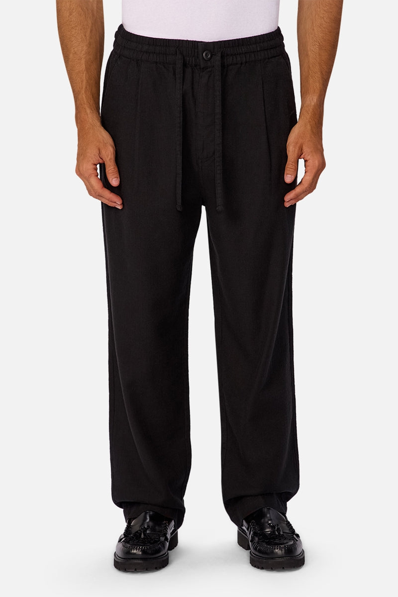 Wholesale,Industrie Clothing, INDUSTRIE AUSTRALIA Black Textured Relaxed Fit Pleated Pants, Black, 28W-30L-TagS