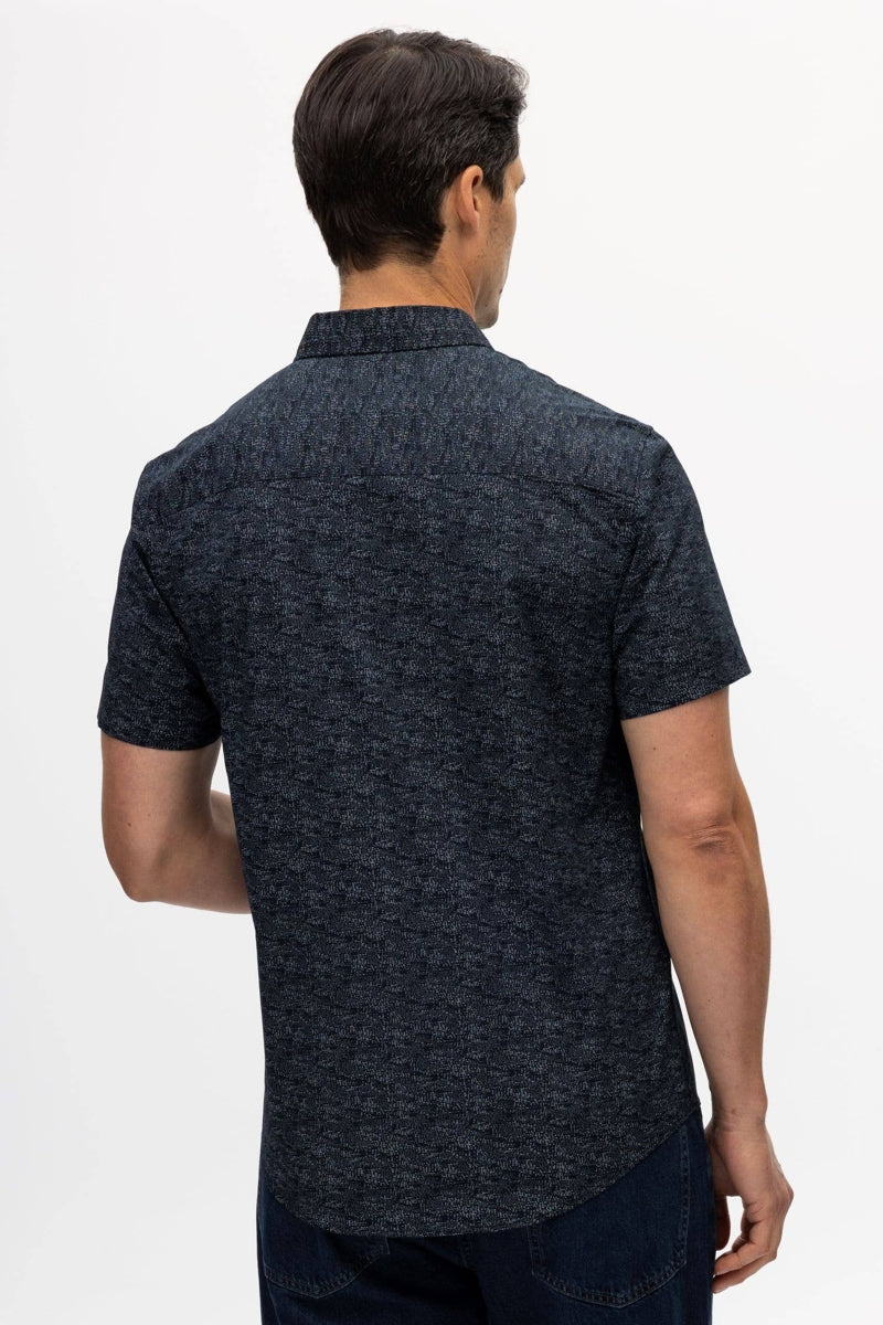 Faire,Julian & Mark, Julian & Mark Black Abstract Printed Stretch Shirt, Black, Extra Large-48-TagXL