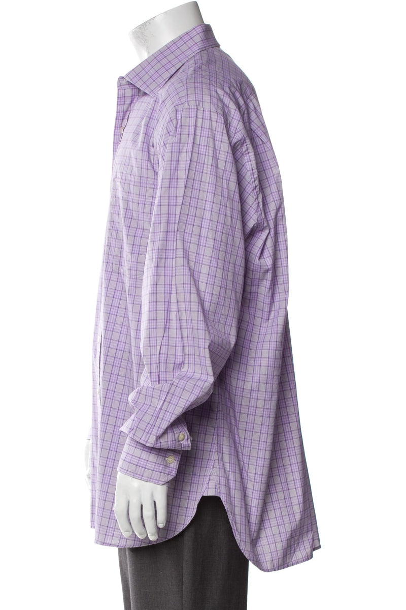 RealReal,Paul Stuart, Paul Stuart Purple Plaid Print Long Sleeve Dress Shirt, Purple, Extra Extra Large-52-TagXXL