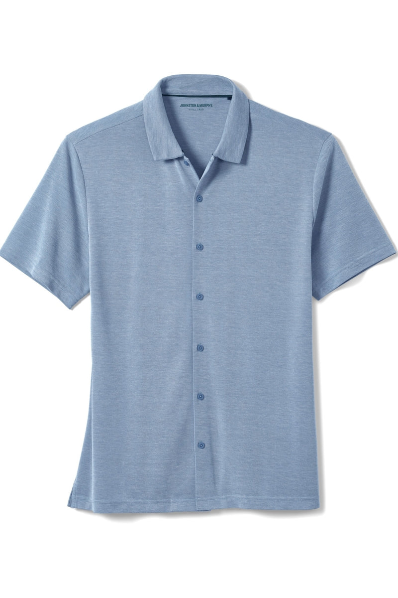 Wholesale,Johnston & Murphy, Johnston & Murphy Blue Vintage Birdseye Knit Shirt, Blue, Large-47-TagLExtra Large-52-TagXL