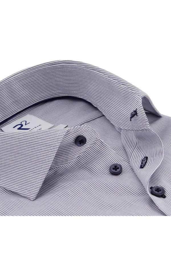 R2 Amsterdam Navy Vichy Check Non-iron Cotton Shirt