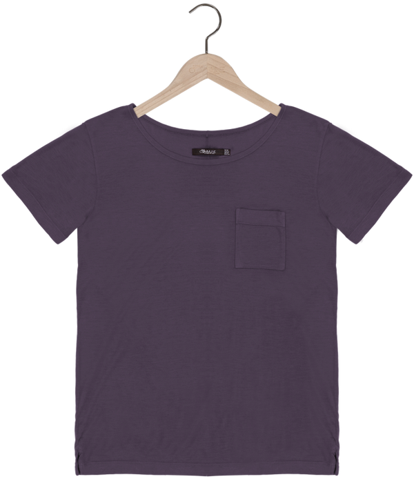 Reese De Luca Purple 100% Bamboo Jersey Scoop Neck T-Shirt