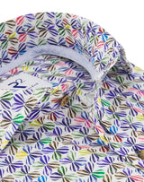 R2 Amsterdam Multicolor Air Balloon Print Stretch Woven Short Sleeve Shirt