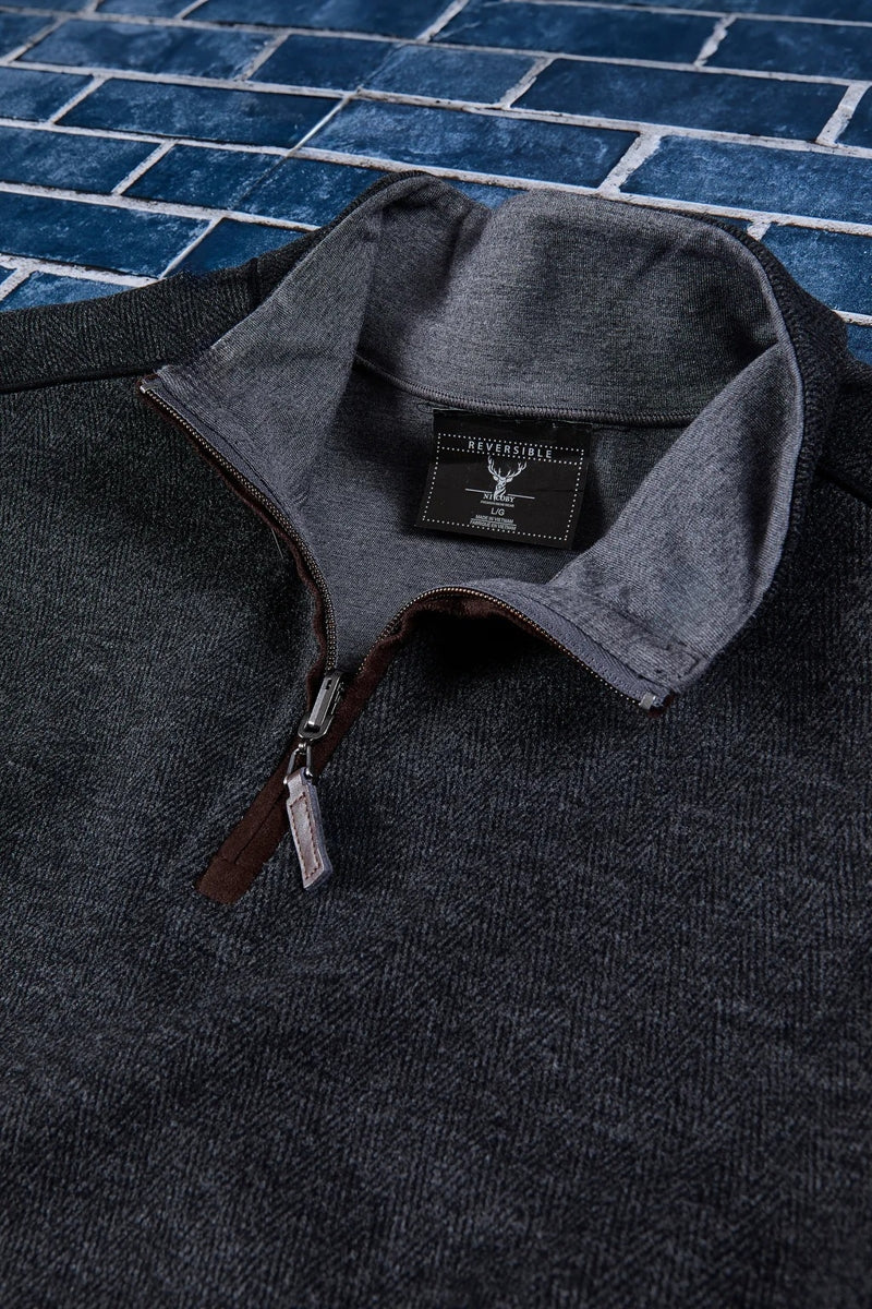 Wholesale,Nicoby Age of Wisdom, Nicoby Age of Wisdom Black Herringbone Qtr Zip Pullover, Black, Medium-43-TagM