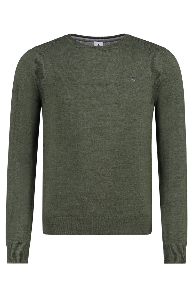 Direct From Brand,R2 Amsterdam, R2 Amsterdam Dark Green Wool Blend Crewneck Sweater, Green, Large-44-TagXL