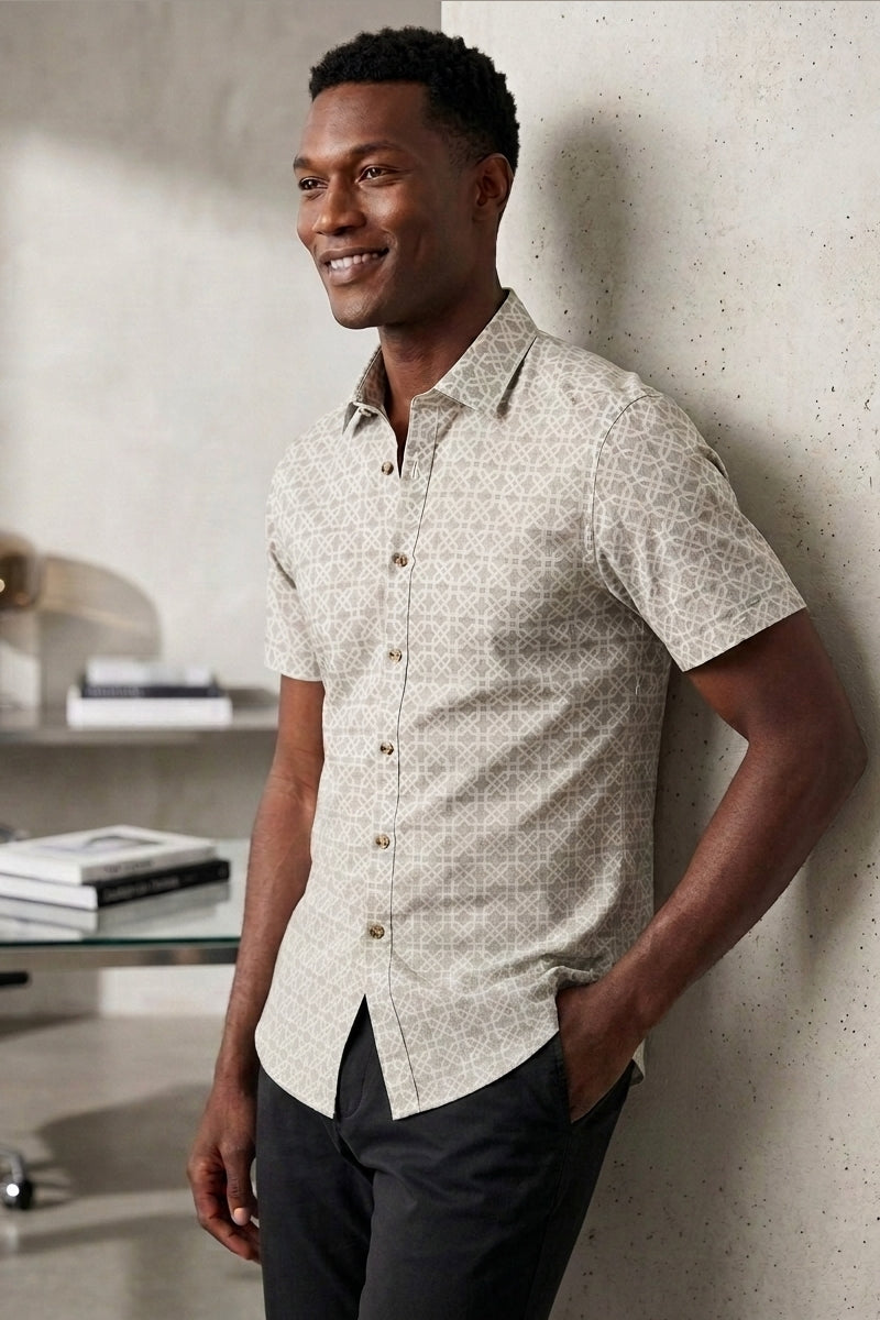 Wholesale,Paisley & Gray, Paisley & Gray Tan Geo Sawyer Shirt, Tan, Medium-41-TagMMedium-43-TagLLarge-46-TagXLSmall-38-TagSExtra Large-49-TagXXL