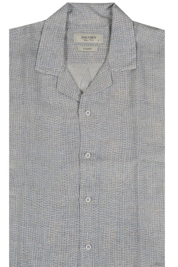 Wholesale,Jakamen, Jakamen Navy Blue Dot Print Linen Shirt, Blue, Medium-44-TagM