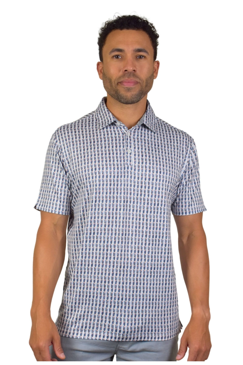 Wholesale,Fundamental Coast, Fundamental Coast Blue Watercolor Geo 4-Way Stretch Polo, Blue, Small-40-TagSMedium-42-TagMLarge-44-TagLExtra Large-46-TagXL