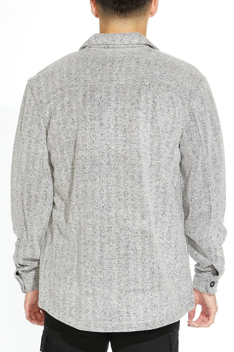 Wholesale,Civil Society, Civil Society Heather Charcoal Herringbone Knit Overshirt, Grey, Medium-44-TagM