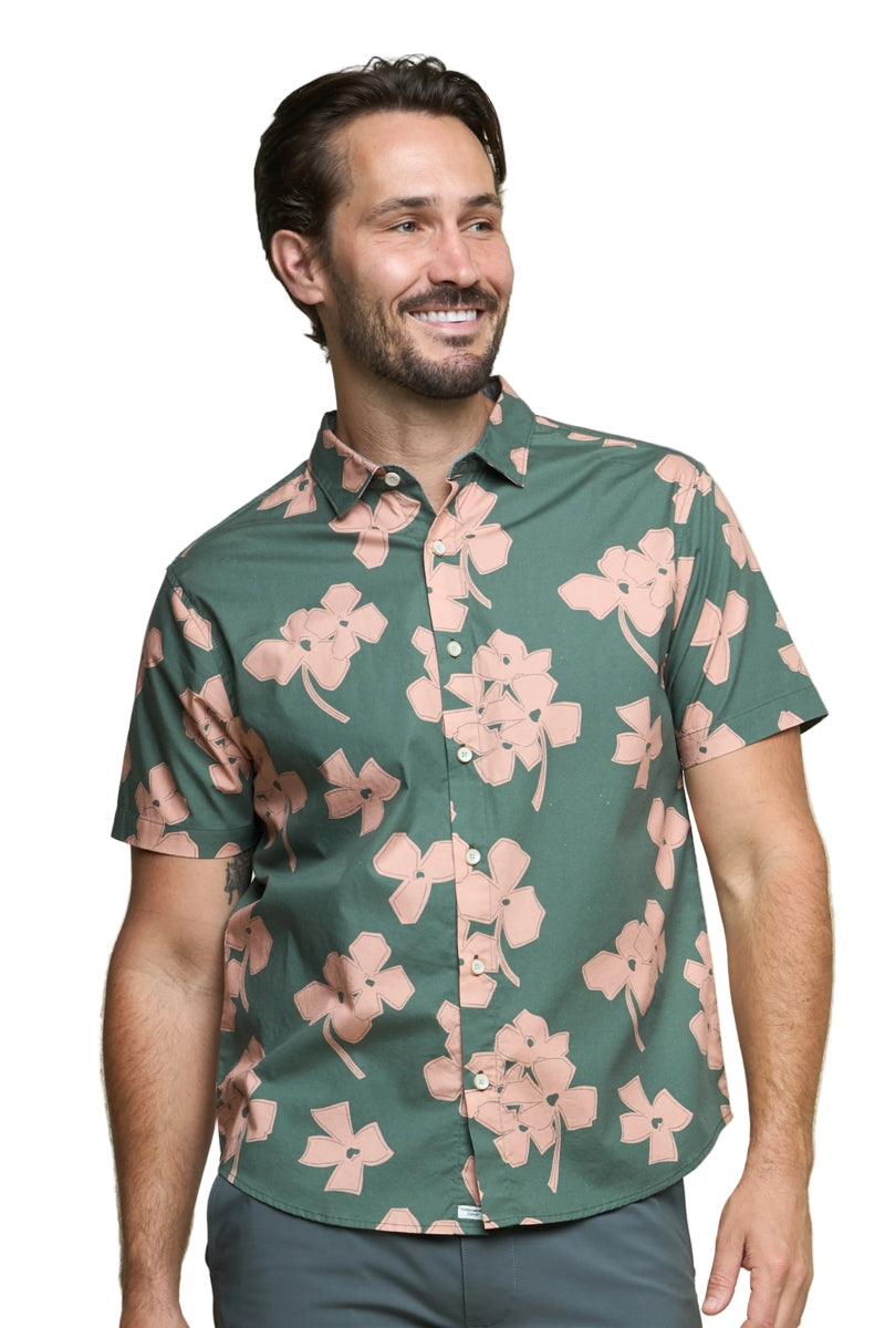 Wholesale,Fundamental Coast, Fundamental Coast Green/Rose Geo Floral Print Shirt, Green, Small-41-TagSMedium-44-TagMLarge-47-TagLExtra Large-50-TagXLExtra Extra Large-53-TagXXL