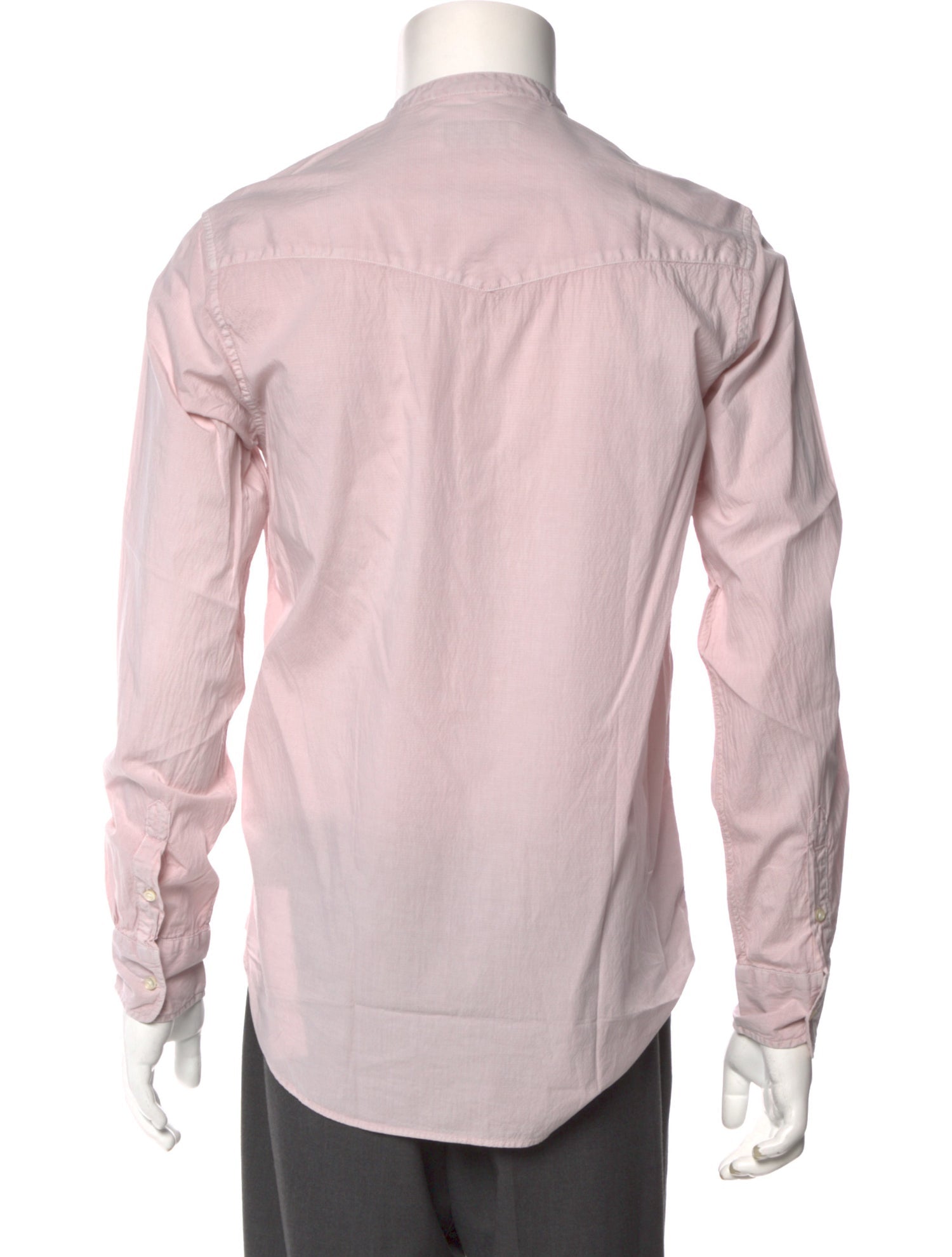 RealReal,Officine Generale, Officine Generale Pink Mandarin Collar Long Sleeve Shirt with Patch Pockets & Button Closure, Pink, Small-38-TagS