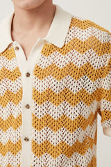 Cotton On Yellow/Cream Crochet Short Sleeve Shirt