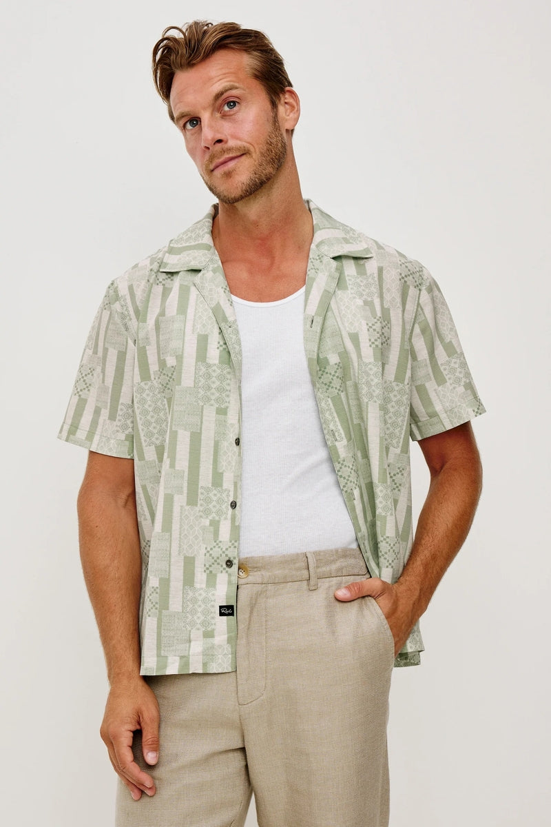 Wholesale,Rails, Rails Green/White Sage Patchwork Stripe Shirt, Green, Small-44-TagSMedium-47-TagMLarge-50-TagL