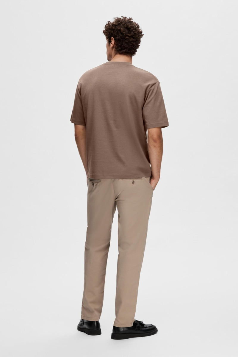 Wholesale,Selected Homme, Selected Homme Brown Dropped Shoulders T-Shirt, Brown, Medium-46-TagMLarge-48-TagLExtra Large-50-TagXL