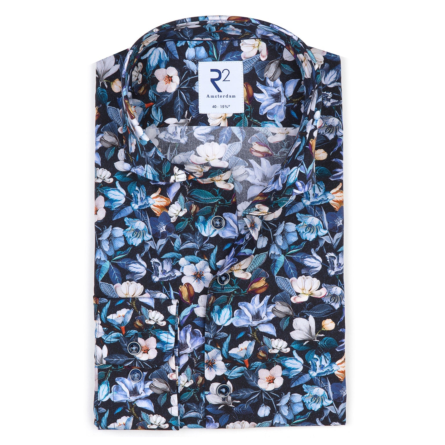 Taelor.Style, R2 Amsterdam Blue Multi Floral Print Button Up Shirt, , 