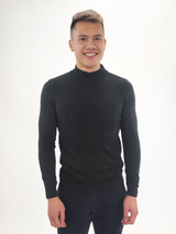 Jakamen Black Mockneck Textured Sweater