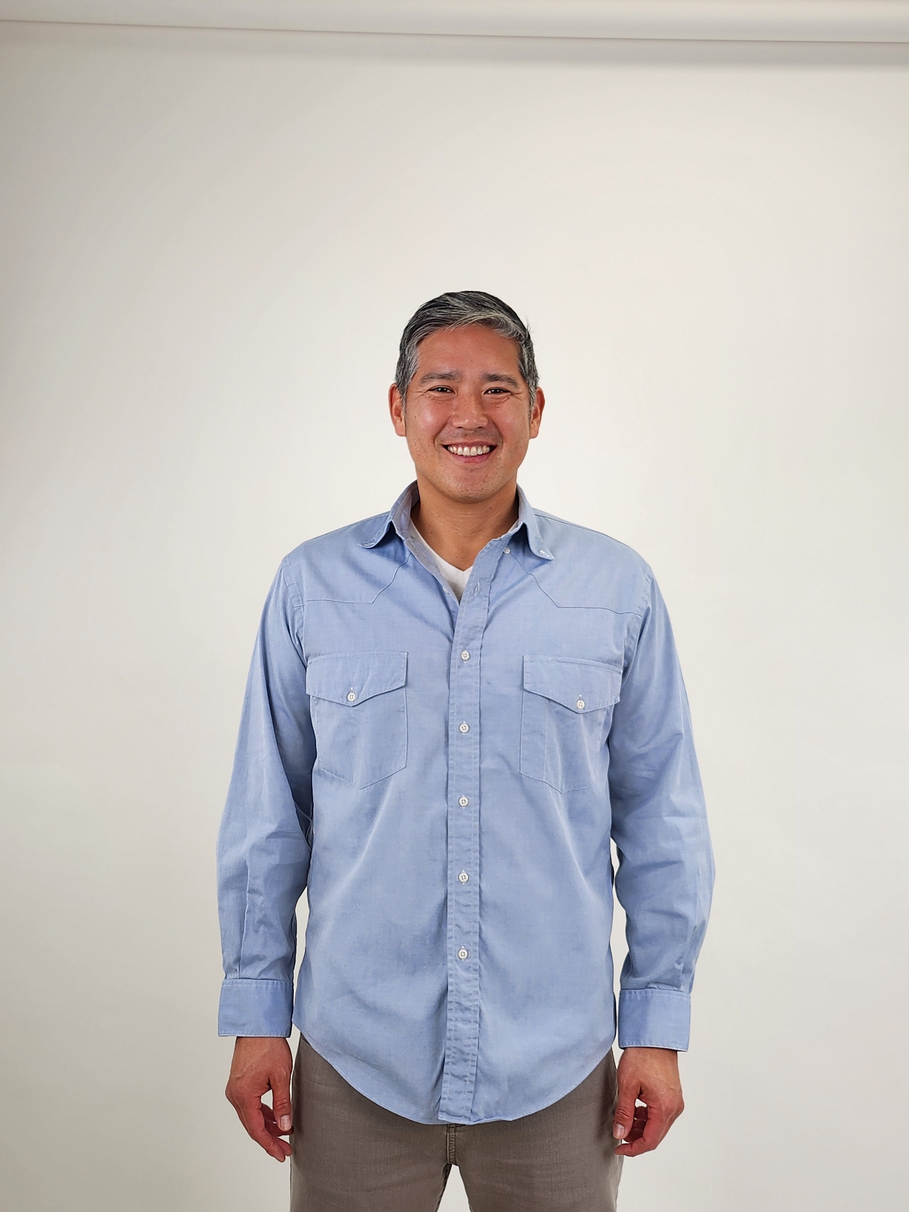 The RealReal,Maus & Hoffman, Maus & Hoffman Light Blue Double Pocket Western Button Up Shirt, Blue, Large-45-TagM