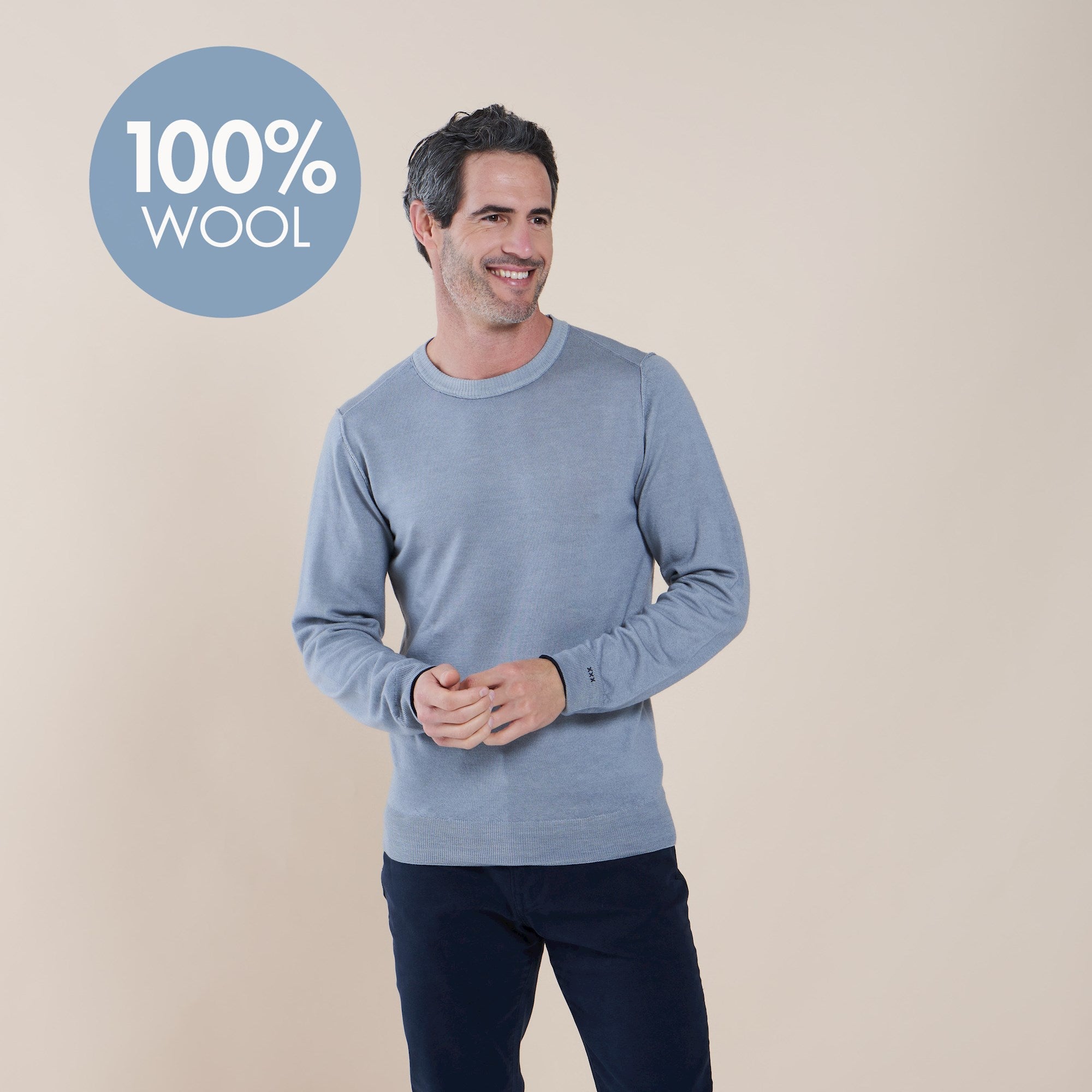 Brand Partner,R2 Amsterdam, R2 Amsterdam Light Grey Crewnew Wool Sweater, Grey, Extra Small-36-TagS