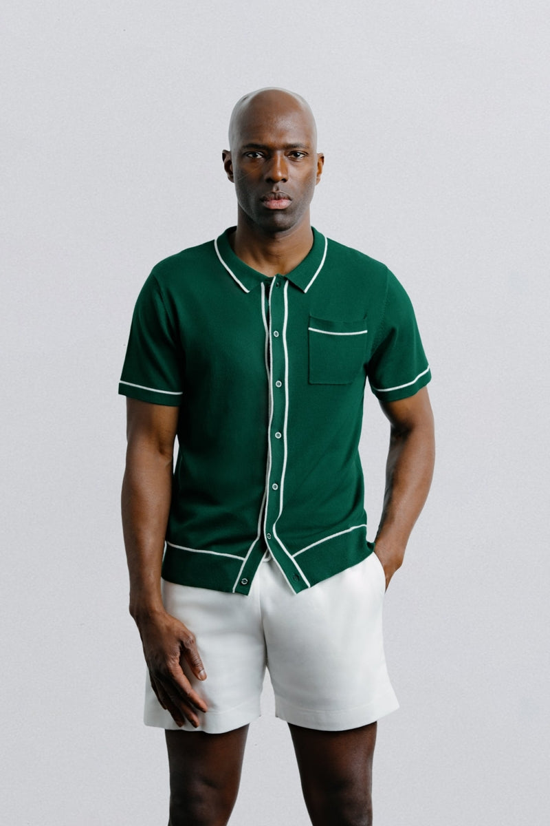 Wholesale,Champlain, Champlain Green Knit Button Down Polo Shirt, Green, Extra Large-46-TagXL