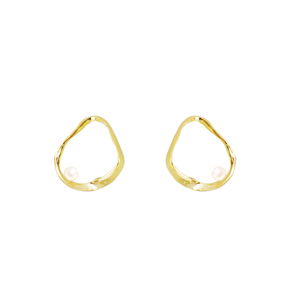Olivia Yao, Olivia Yao Gold Pearl Ripple Earring, , 