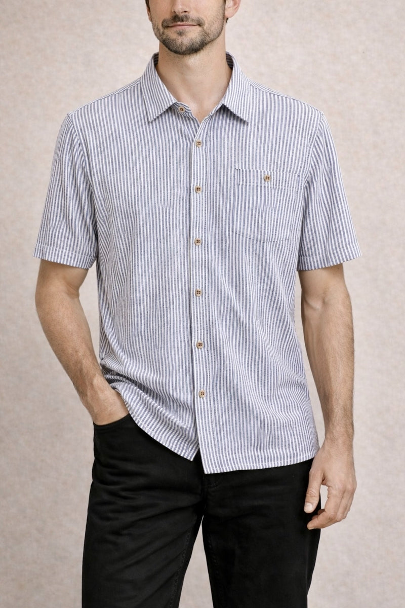 Wholesale,Nicoby Age of Wisdom, Nicoby Age of Wisdom Blue/White Textured Striped Shirt, Blue, Medium-43-TagM